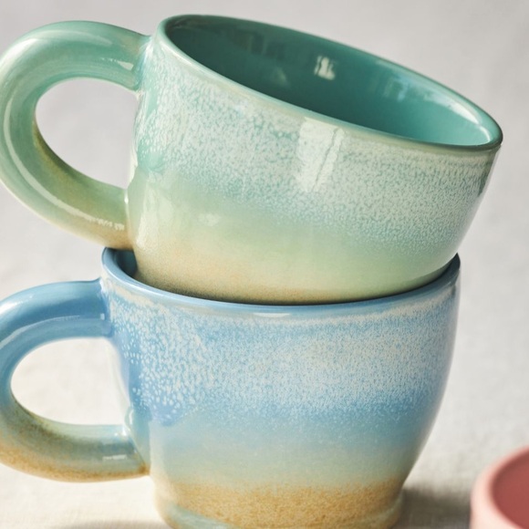 Anthropologie NWT Gorgeous OMBRE Glazed Mug Morning Coffee in Mint - Picture 2 of 8